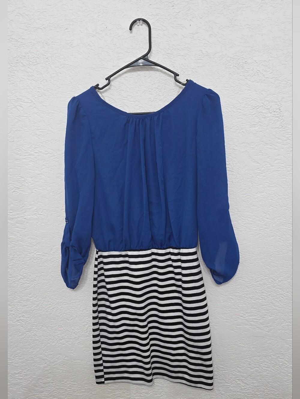Blue and Black White Striped Women's Dress Sapphire Dolls Medium